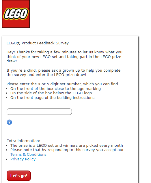Lego Feedback Survey