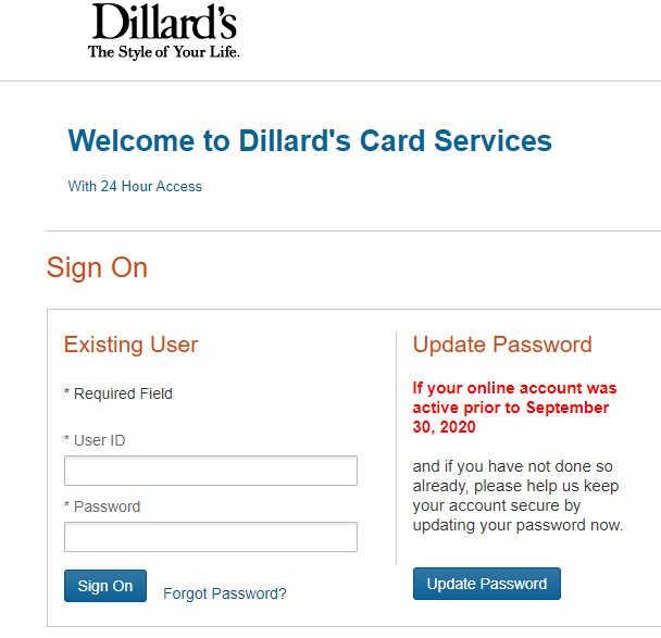 Dillard’s Credit Card Login