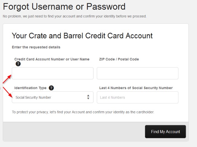 Enter your credit card account number