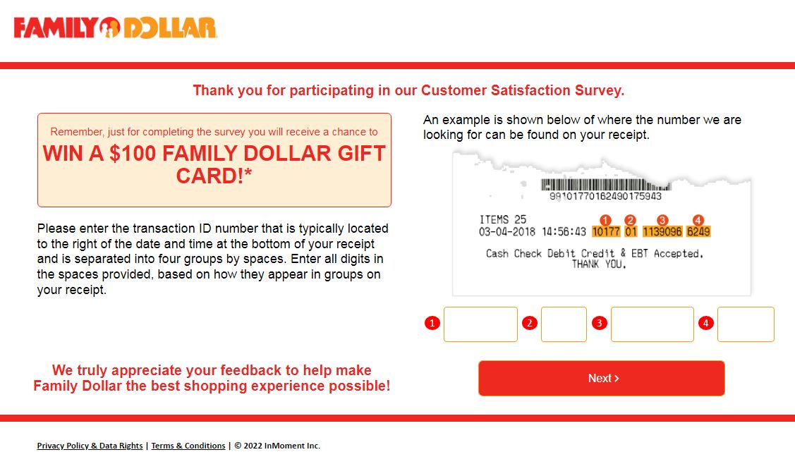 Family Dollar Login Survey