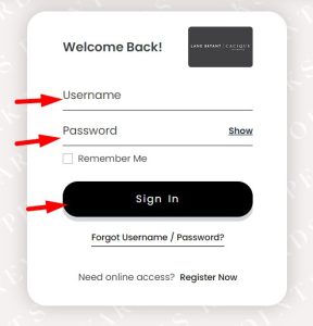 Fill in your username and password