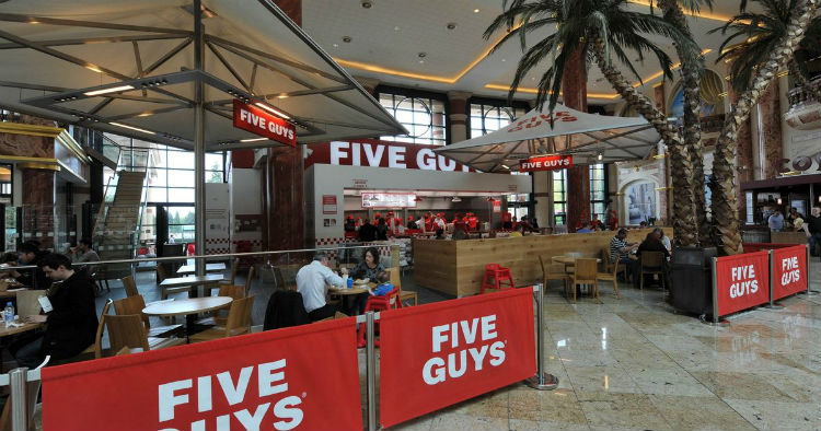 five guys nearby