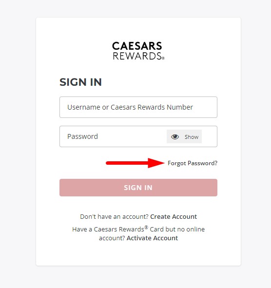 Go to the site for Caesars Rewards