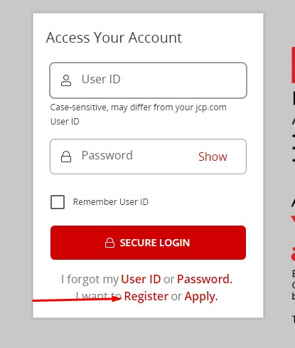 JcPenny New User Registration Guide step