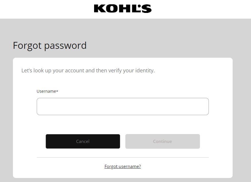 My Kohls Card Forgot Password step