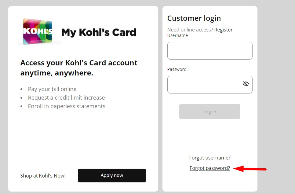 My Kohls Card Forgot Password