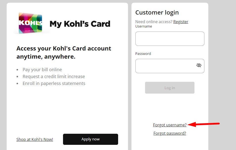 My Kohls Card Forgot User ID