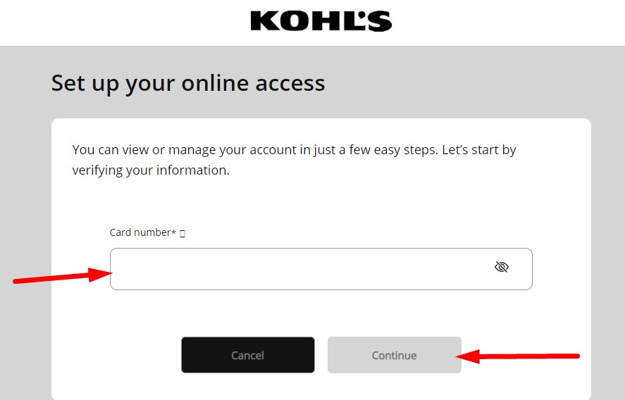 My Kohls Card  Register Online step