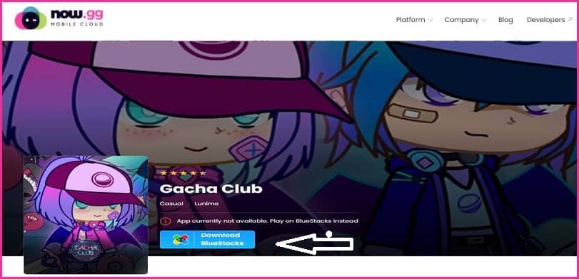 Now.gg Gacha club Home Page