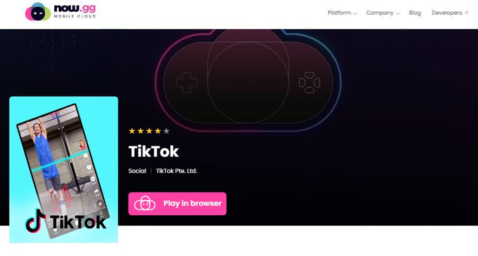 Now.gg TikTok home page