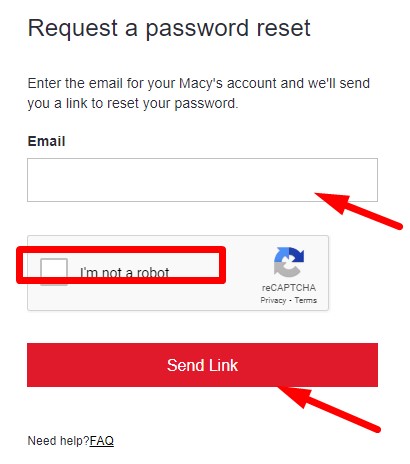 Request a password reset 