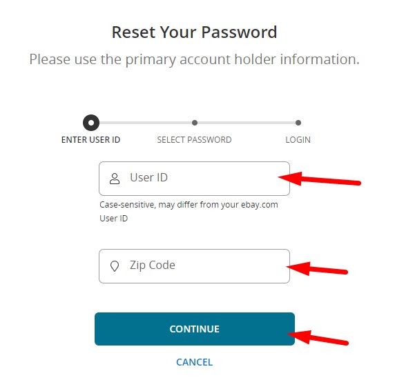 Reset My eBay Mastercard Password steps