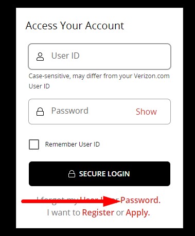 Verizon Credit Card Forgot password    