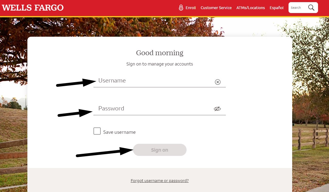enter your username and password wells fargo