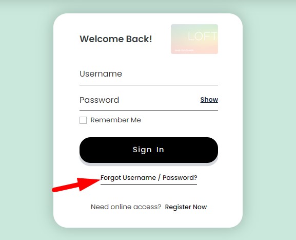 orgot Username Password Loft Credit Card