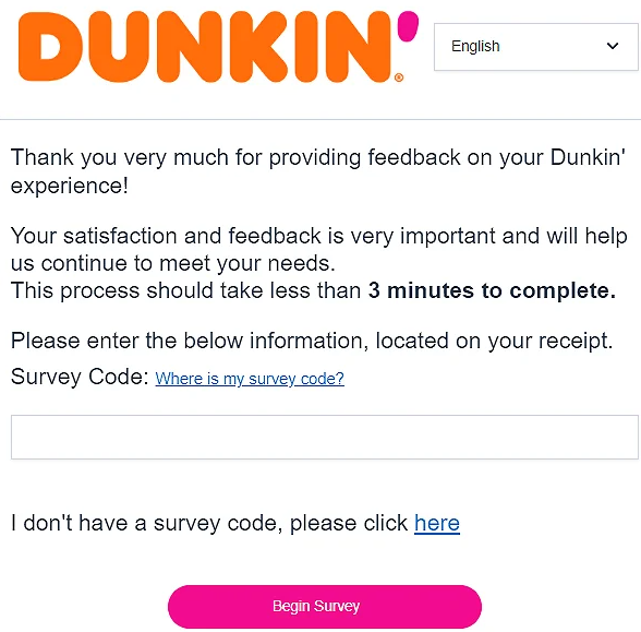 DunkinRunsOnYou – Welcome To Dunkin Donuts Survey 2022