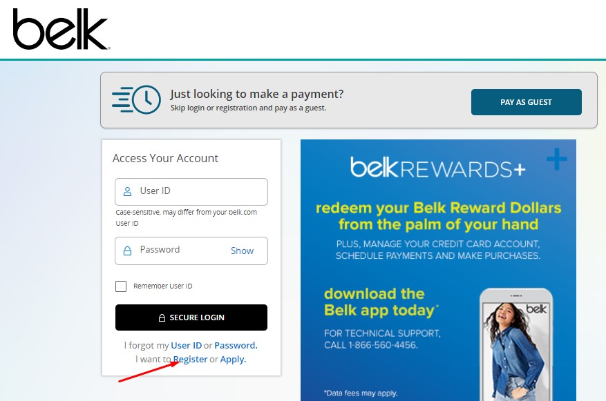 Belk Credit Card Register Online