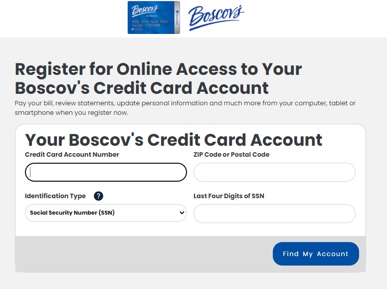 Boscov’s Credit card Register Online steps