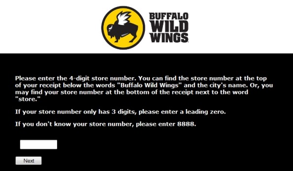 Buffalo Wild Wings Survey step