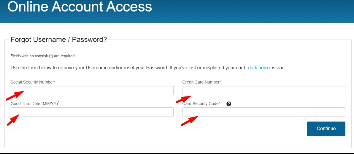 Credit One Credit Card Forgot Username or Password steps