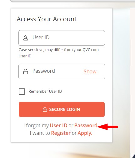 QVC Credit Card Forget Password