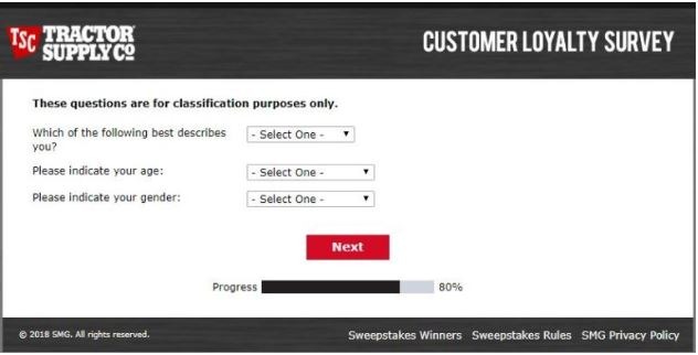 Tractor Supply Survey Online Entry Steps 2