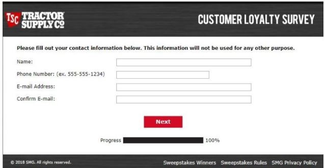 Tractor Supply Survey Online Entry Steps 3